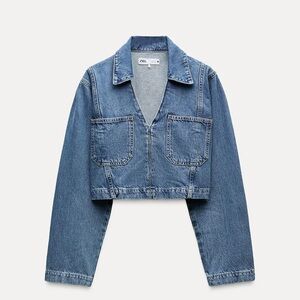 Zara Cropped Denim Shirt - Size XXL